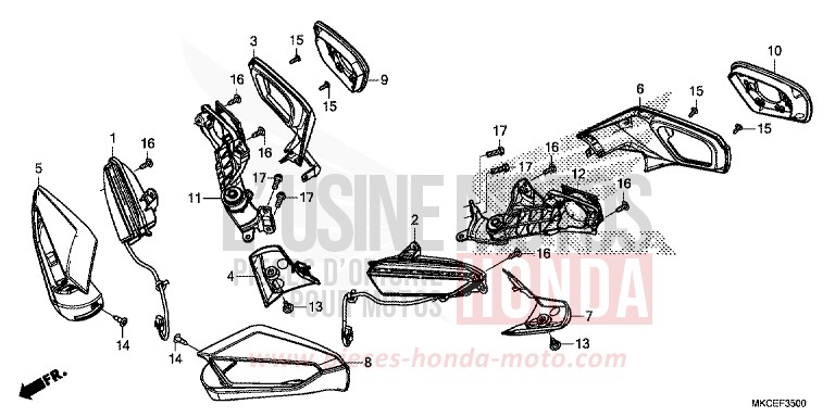 WINKER/MIRROR for Gold Wing DARKNESS BLACK METALLIC (NH463) from 2019